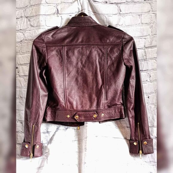 Truth & Pride Burgandy Brown Biker Moto Leather Jacket. S.$690 - Picture 3 of 8